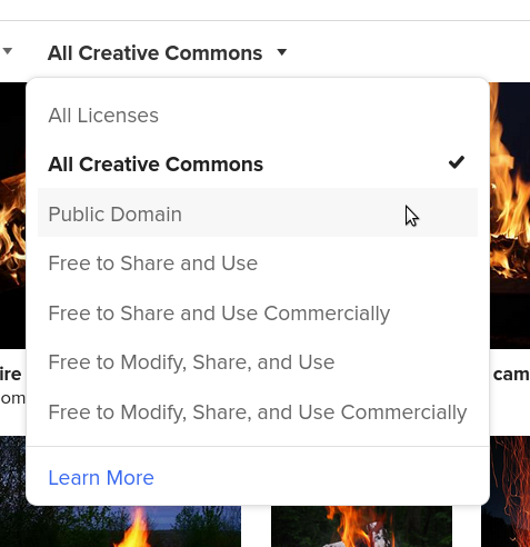 DuckduckGo image license options