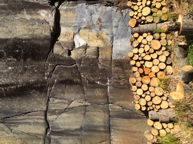 Rock wall near Geddy's cabin, Norway